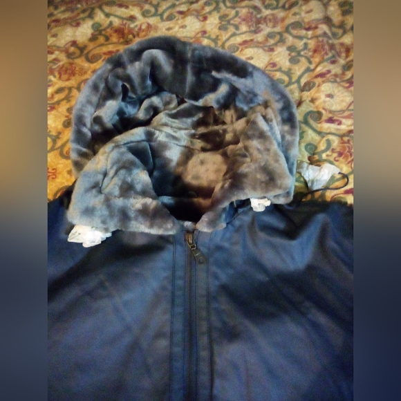 HIND Leather Faux Fur Insulated Removable Hooded Jacket Coat Men's L Blue/Gray - Picture 4 of 16